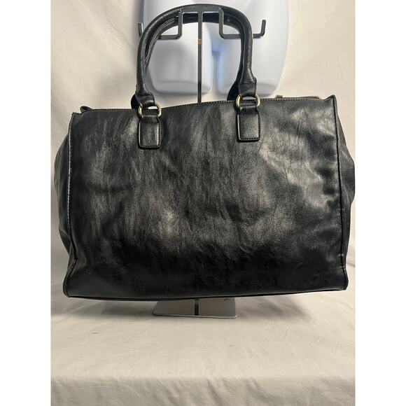 ALDO Black Faux Leather Large Tote Bag with Zip Pockets & Handles, 16x12 - Picture 4 of 8